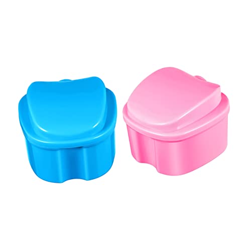 minkissy 2個 歯箱 マウス・ガード ケース ふた付き容器 入れ歯のケース 義歯アクセサリー 義歯カップ プロの入れ歯容器 屋外用義歯容器 トラベルリテイナーケース 腹筋