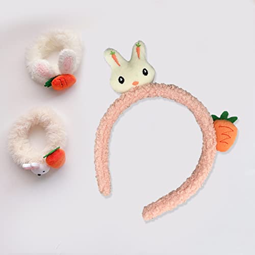 Osternhase Haargummis Set, 1 Stück Häschen Haarreif + 2 Stück Hase Haargummis, Haarreifen Mädchen, Hasenohren Stirnband Bunny Tail Hase Krawatte Kinder Erwachsene Ostern Partygeschenk Cover