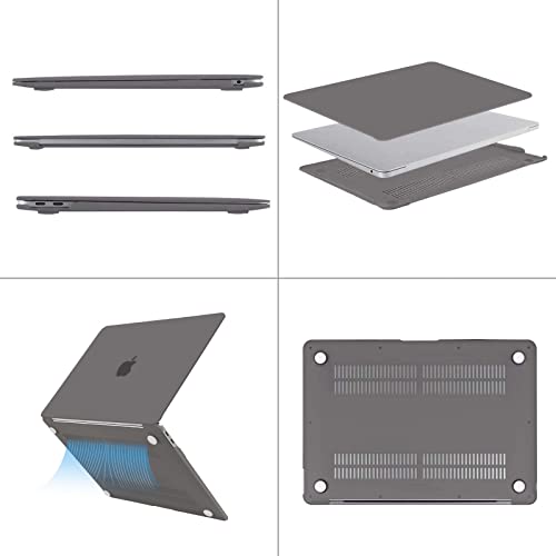Image of MOSISO Compatible with MacBook Air 13 inch Case 2022 2021 2020 2019 2018 Release A2337 M1 A2179 A1932 Touch ID, Plastic Hard Shell Cover Compatible with MacBook Air 13.3 inch Case, Grey