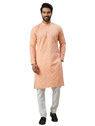 Image of Amazon Brand - Tavasya Men Floral Printed for Regular Fit Kurtas | Ethnic Wear | Festive | Cotton Blend | Knee Length