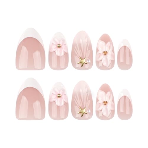 Image of Secret Lives Acrylic Press on Nails Reusable Artificial Designer Fake Nails Extension Pink 24 Pieces Set with Kit (3D Art, Nude)