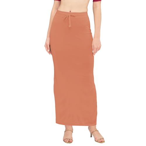 Image of DESI GIRL Satin Shimmer Stretchable Saree Shapewear Petticoat with Drawstring for Women | Mermaid fit Saree Petticoat with Side Slit for Easy Movement | Saree Shaper | Long inskirt