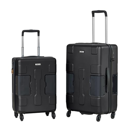 Tach V3.1 Hard Shell 2 Piece Luggage Set - 20 & 28 inch Luggage | Carry On & Large Checked Suitcases | Patented Built-In Connecting System | Rolling Suitcase Links 9 Bags (Black)