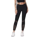romansong Mesh Leggings with Pockets for Women High Waist, Womens Workout Athletic Run Leggings Sexy Yoga Pants with Design