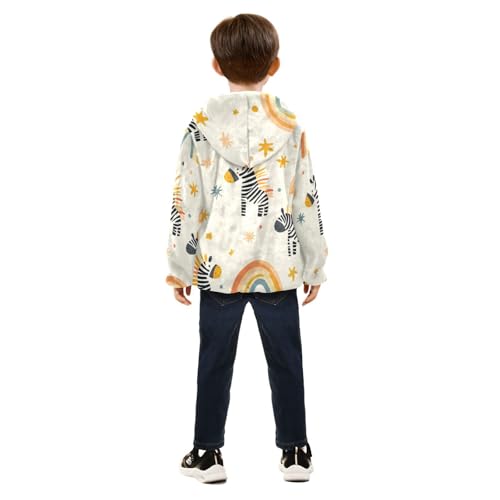 Cute Zebra Girls Fleece Jacket Girls Fall Jacket Girls Zip Up Hoodie Girls Sherpa Jacket 2-10T4