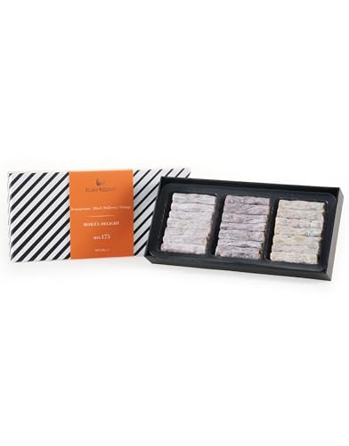 Turkish Delight Behlul by BAKIRKAZAN, Turkish Twist Delights 36 piece Candy 8.8 oz, w/ 3 Flavors: Pomegranate , Black Mulberry, Orange, Luxury Food Gifts, Turkish Snacks Assorted Flavors Gourmet, Best