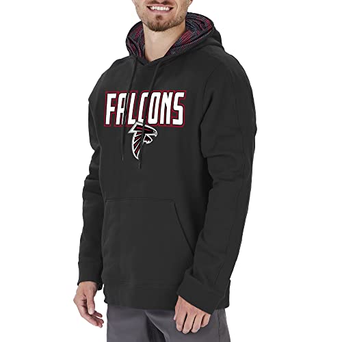 Zubaz Mens NFL Team Color Primary Logo Hooded Hoodie with Viper Print Details Atlanta Falcons Small