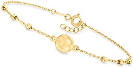 Canaria 10kt Yellow Gold Circle Charm Bead Station Bracelet