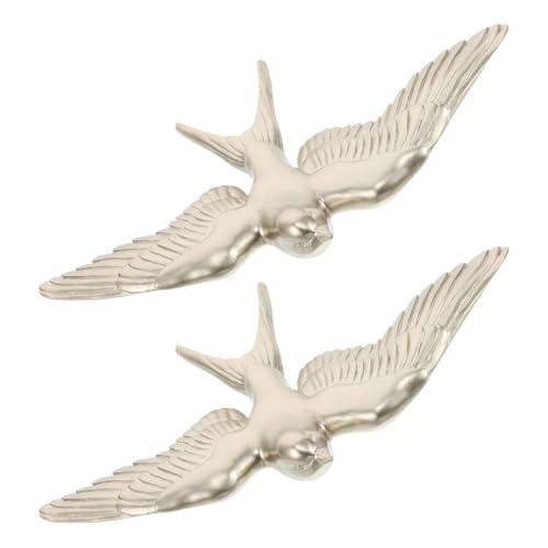 ARTIBETTER 2pcs Gold Swallow Wall Plaques 3d Feathered Bird Wall