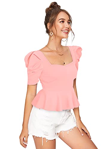Image of ILLI LONDON Women's Puff Sleeve Peplum TOP