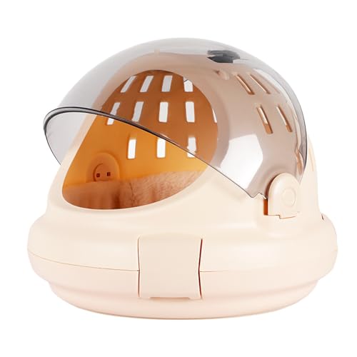 猫キャリーバッグ ペットキャリー ドーム型 ペットケージ 小型犬 小動物適用 手提げキャリーバッグ 透明 多機能 軽量 携帯やすい アウトドア 安定性 通気性 お出かけ便利 通院 散歩 車載 旅行 避難用 キャリーケース ペットバッグ ベージュ