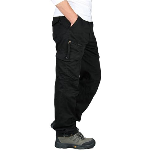 Men's Casual Cargo Pants Baggy Athletic Drawstring Straight Sweatpants Plus Size Trouser Pants with Pockets