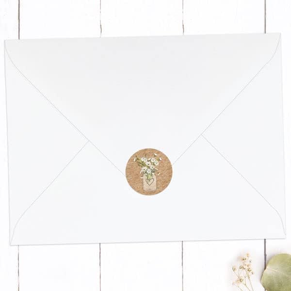 Dotty about Paper Rustic Mason Jar Flowers - Wedding Envelope Seals (S240)