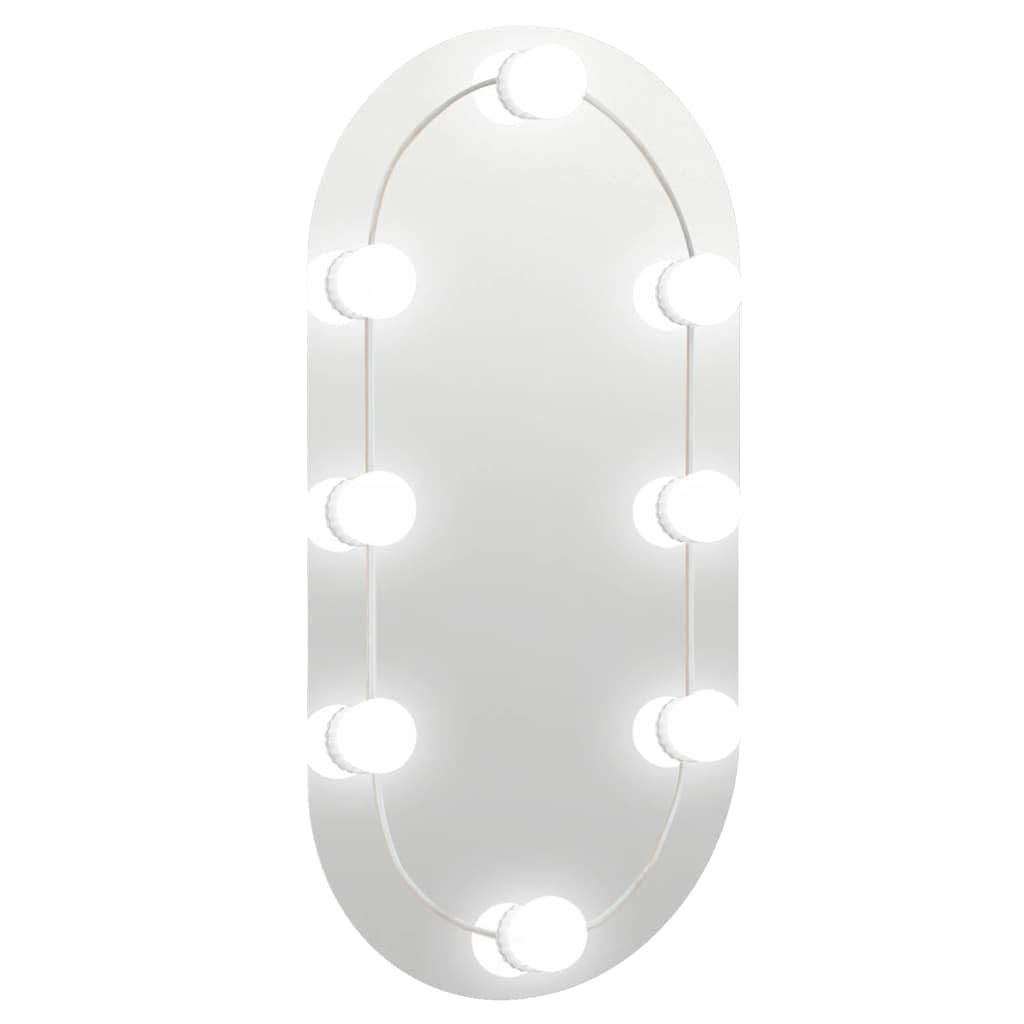 KGHFDVB LED Illuminated Mirror 60x30 cm Oval Glass with Color Modes, Wall Mounted Makeup Mirror with Lights, USB Interface