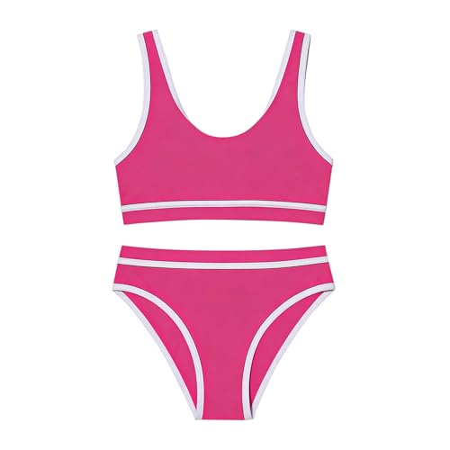 Maillot de bain deux pièces filles à rayures et taille haute pour piscine