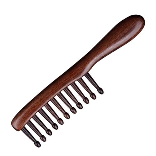 EXQUIMEUBLE 天然檀木製 大広歯ヘアコーム サロン品質 頭皮マッサージ ヘアケア ヘアブラシ 男性 女性兼用 コーム 木製 絡まり解消用