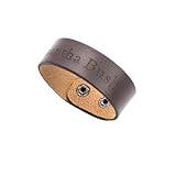 Caramel Custom Engraved Fashion Personalized Genuine Leather Wristband Bracelets Cuff Unisex Gift - Brown