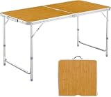 Taimonik アウトドア 折りたたみ テーブル キャンプ テーブル 高さ3段階調整可能120cm 組立不要 折り畳み 軽量 携帯便利 コンパクト 収納 ピクニック レジャー キャンプ用 DK (竹色, シングル)