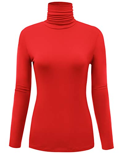 Image of AUHEGN Women's Long Sleeve Lightweight Turtleneck Top Slim Fit Pullover T-Shirt (S-XXL)
