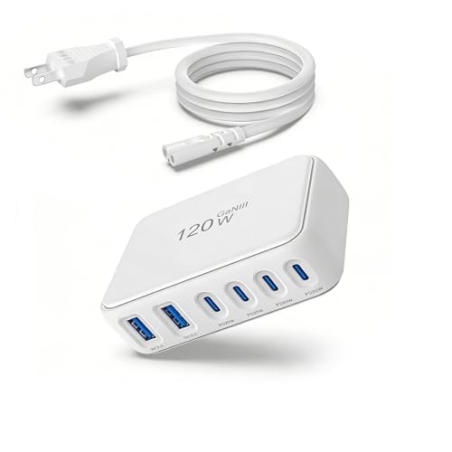 6 Independent Fast USB Charging Station USB Power Strip Desktop USB C Charger Block Multiple Ports,...