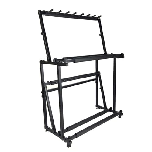 Foldable Tennis Racquet Storage Rack.Adjustable Height Badminton Racket Display Rack.Double Layer Tennis Racket Holder.for Gym School (Black 90.5 X 43.5 X 127cm)