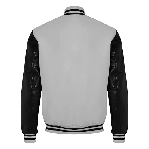 Image of Red And Black Letterman Jacket Men - Mens Black Varsity Letterman High School Baseball Bomber Jacket