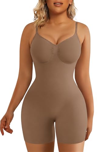 Image of SHAPERX Shapewear for Women Tummy Control Bodysuit Mid Thigh Body Shaper Shorts for a Lifted Look