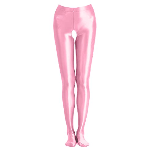 Image of cloudmall Women Sexy Semi Opaque Pantyhose Running Tights Yoga Leggings Oil Shiny Stocking