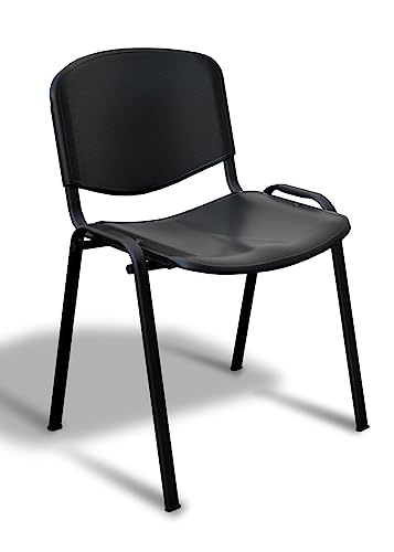 GALIZIA PRIME Sedia da Ufficio Poltrona Fissa per Sala Attesa, sala riunione, impilabile struttura resistente in Metallo e plastica (TELAIO NERO, NERO)