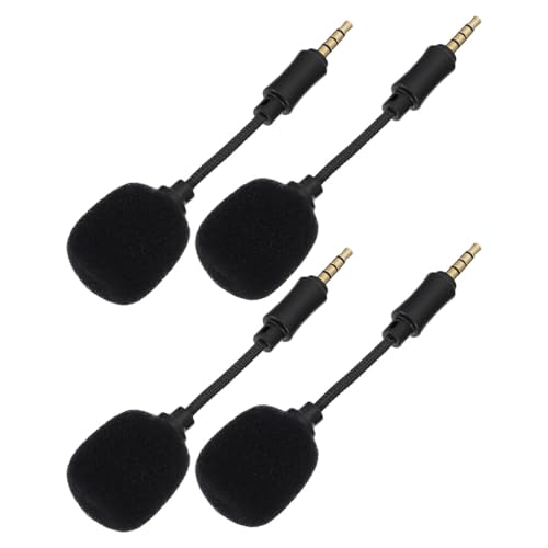Angoily Microphone Bruit Portable 4 Pièces à 4 Conducteurs Noir, Micro Omnidirectionnel pour Enregistrement Vocal et Diffusion en Direct, Compatible Téléphone et Ordinateur, Micro