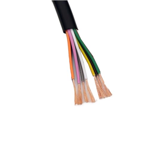 Outdoor Extension 15 AWG Electric Cable 1.5mm2 Black 2 Cores 18 Cores Pins Copper Conductor Wire Solar sheathed(Size:7 Cores 3 Meters)