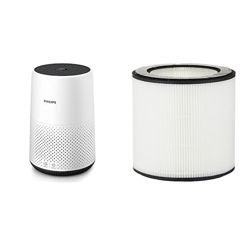 Philips Series 800 Compact Air Purifier with Real Time Air Quality Feedback, HEPA, AC0820/30&NanoProtect HEPA Replacement Air Purifier Filter FY0194/30 – Compatible with AC0820/30, Silver