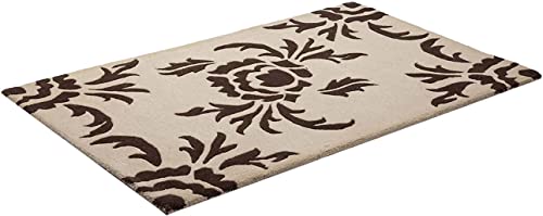 Image of Export Quality Handtufted Woolen Carpet for Living Room Bedroom & Hall - Color - Choco /Ivory - Size - 6 x 8 Feet