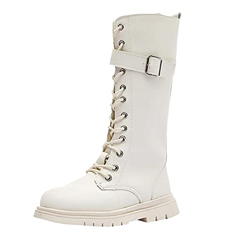 Girls Winter Warm Fur Riding Boots Knee High PU Leather Motorcycle boots