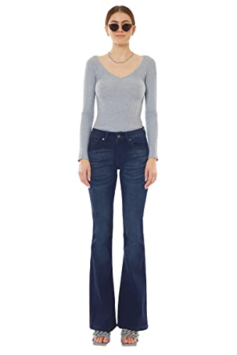 SALT TREE Kan Can Women's Mid Rise Flare Hem Jeans - kc6102