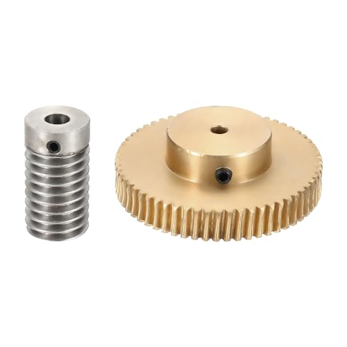 Image of sourcing map Worm Gear Set 60T 0.8 Module 1:60 Reduction Rate, Right Rotation Drive Gear Box Wheel Reduce Transmission Part (Brass Gear-4mm Bore, 1045 Steel Rod 6mm Bore)