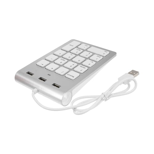 CONGARTENO Numeric Keypad with Ports Hub Key Wired Numpad for and Desktop Silver Design for