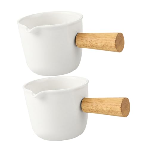 LABRIMP 2pcs Mini Creamer Jug Syrup Dispenser White Ceramic Pitcher for Coffee Milk Frothing and Sauce Small Creamer Pitcher for Espresso White