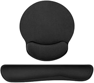 Keyboard Wrist Support and Mouse Mat, Gel Gaming Keyboard and Mouse Wrist Rest Pad, Comfortable Ergonomic Wrist Support Mat with Memory Foam for Computer Laptop Office Working - Black