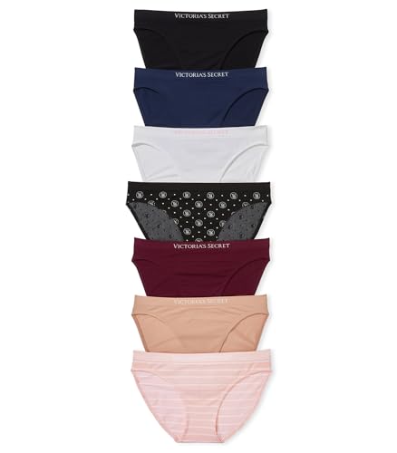 Victoria's Secret Women's Seamless Bikini Underwear, Moderate Coverage Panties for Women, Multi Pack (XS-XXL)