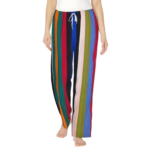 Pantalon pyjama femme flanelle rayures verticales avec poche douce