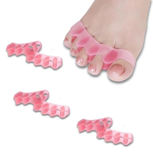 Image of Wonder Care Silicone Toe Separator For Feet Gel Pads Big Toe Corrector Bunion Straightener Yoga Stretcher Hammer Bunion [Pink,Pair of 2-4 Pieces]