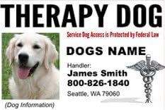 PERSONALIZE Dean & Tyler "THERAPY DOG ID" Badge - 1 Dog's Custom ID Badge - Design#6 - Horizontal.