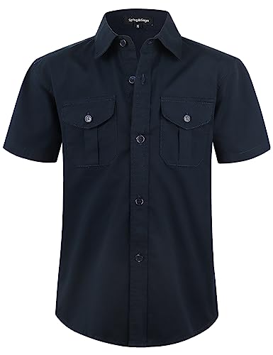 Chemise bleu marine en coton enfant pour les journées d'école et fêtes de famille