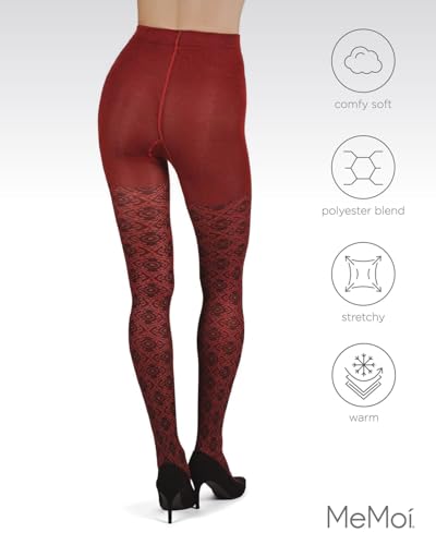 Image of MeMoi Diamond Pattern Swirl Cotton Blend Women's Sweater Tights