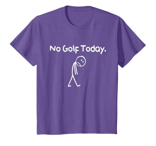 Funny No Golf Today Sad Stickman Golfer Golfers Men Women T-Shirt, Youth, Purple Heather, Small