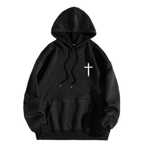 Christian Hoodie for Men God Loves You Letter Print Crewneck Causal Sweatshirt with Pocket Fall Drawstring Aesthetic Hoodies4