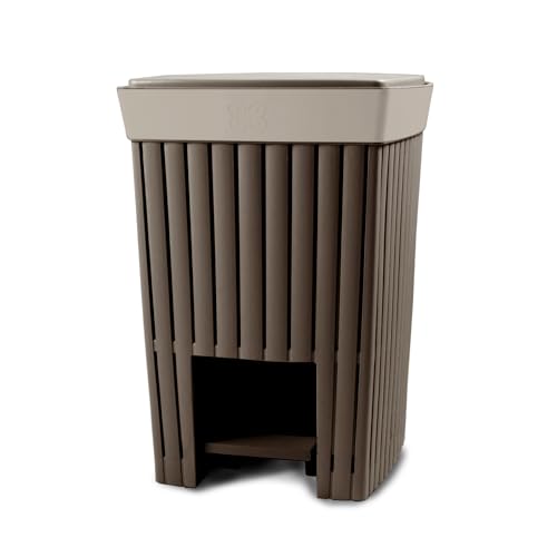 Ecoplast | Pattumiera con Pedale 20 Litri Doga, Cestino Spazzatura in Plastica Riciclata, Colore Moka, 30x26x45, Made in Italy