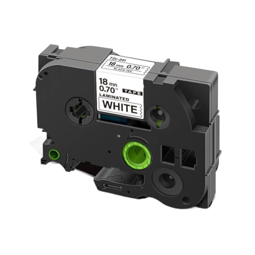 Ruban laminé Noir sur Blanc 18mm compatible avec l'imprimante d'étiquettes Label Maker 241
