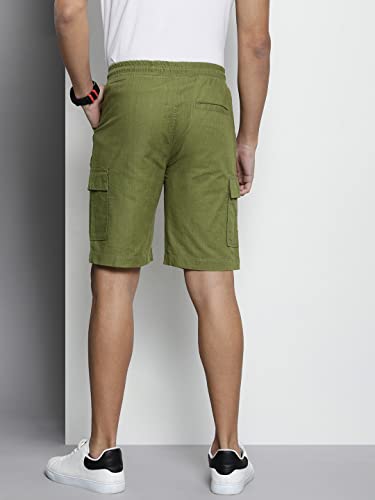Image of The Indian Garage Co Men Slim Fit Solid Mid-Rise Cargo Shorts